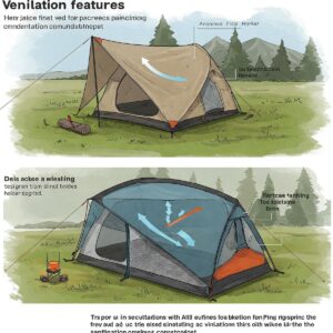Illustration highlighting the ventilation features of a backpacking tent, crucial for airflow and preventing condensation.
