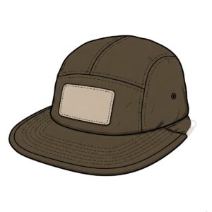Vector illustration of a camp hat featuring a customizable patch on the front panel.