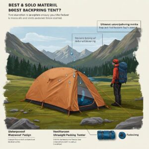 Illustration showing the lightweight material, waterproof construction, and ventilation features of a best solo backpacking tent.