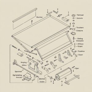 Detailed diagram illustrating the components of a retractable camper awning mechanism.