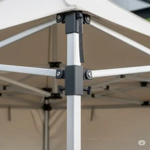 Detailed view of the durable frame structure of a 20x20 pop up tent