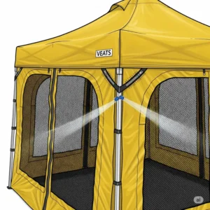 Close-up illustration of the ventilation features on a 20x20 pop up tent for airflow.