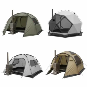Different shapes and designs of 4 person hot tents suitable for various camping needs