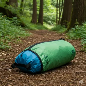 A compactly packed best 4 person backpacking tent highlighting its small size for easy carrying on backpacking adventures.