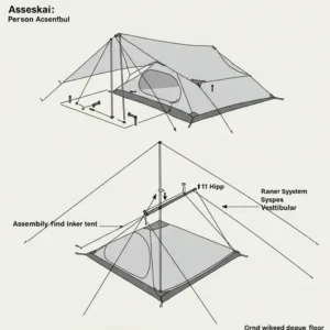 Diagram illustrating the pole system and simple assembly of a Eureka 4 person tent.