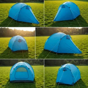 Multiple angle illustration showcasing the design and structure of the Marmot 3 person tent.