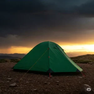 Single person backpacking tent designed to withstand various weather conditions, including rain and wind.
