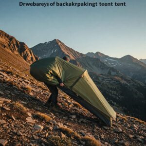 Visual representation of the drawbacks of backpacking tents, like weight and setup on uneven terrain