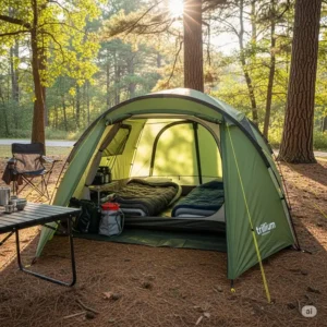 Spacious trillium 3 person tent set up outdoors, perfect for camping adventures.