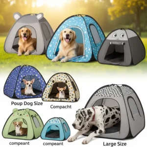 Pop up dog tents available in various sizes to accommodate different breeds.