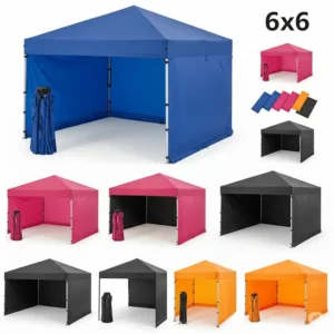 Various color choices available for the convenient 6x6 pop up canopy