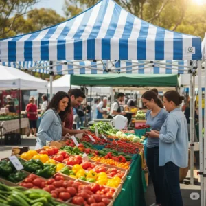 A practical 6x6 pop up canopy in use at an outdoor event or market