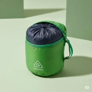 Compact waterproof sleeping bag cover packed neatly into its small stuff sack, ideal for backpacking.