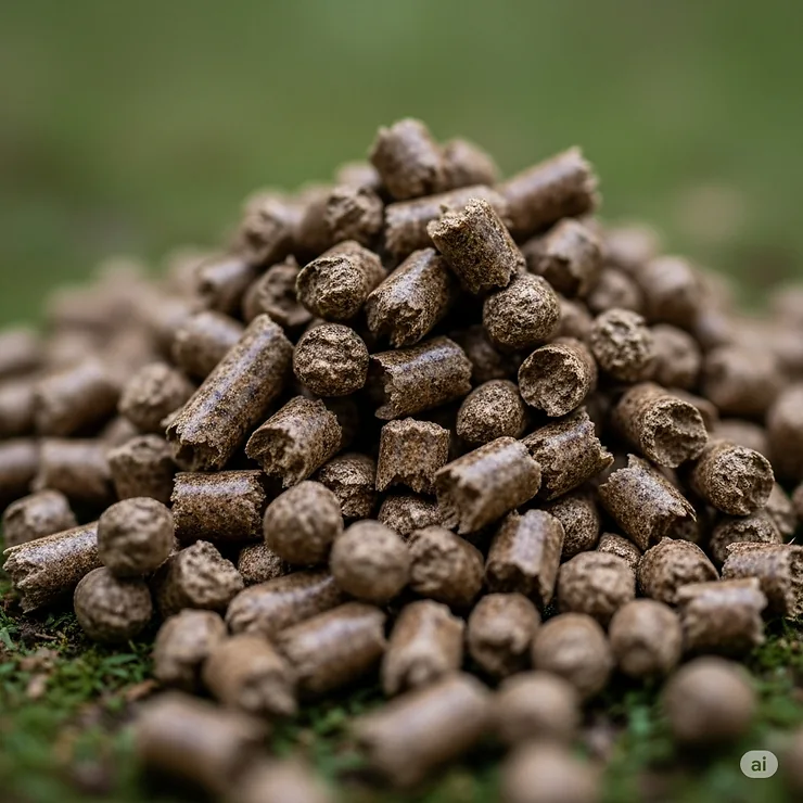 A small pile of wood pellets, the eco-friendly fuel source for a portable wood pellet camping stove.