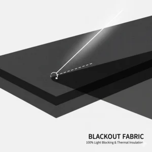 A close-up of a high-quality, blackout fabric used for camper roller blinds, highlighting its texture and light-blocking properties.