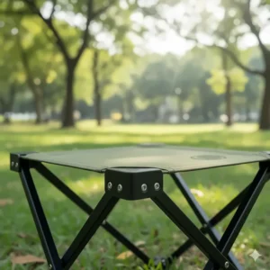 A detailed view of a collapsible outdoor seat, highlighting the strong frame and tear-resistant fabric that provide reliable support for campers.