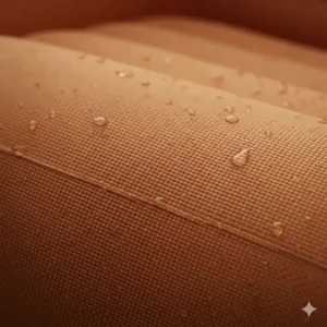 Close-up of the rugged, waterproof, and tear-resistant fabric used on the outdoor camping sofa.