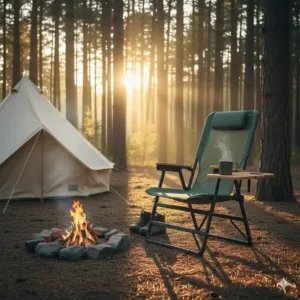 A high-back, breathable mesh camping chair with table that's ideal for hot weather camping.