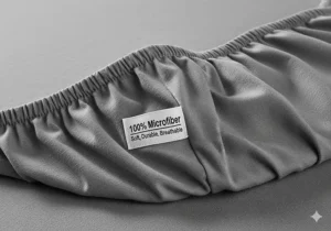 Fabric swatch of an RV bunk fitted sheet, highlighting the soft, durable, and breathable microfiber material.