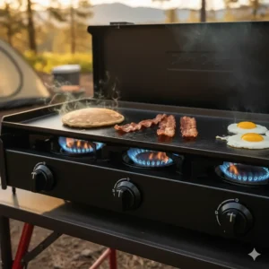 Spacious non-stick griddle surface for the Camp Chef Tundra cooking system.
