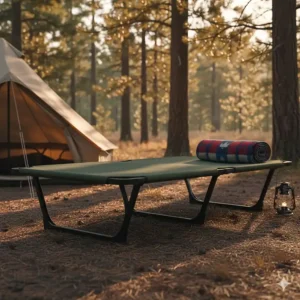 An oversized or extra-large camping cot offering maximum stability and support, ideal for a more comfortable sleep experience.