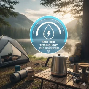 Diagram illustrating the quick heating element of a fast-boil electric kettle, showing a progress bar to represent rapid water boiling.