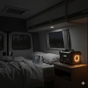 A reliable portable power station for camping providing overnight power to a CPAP machine.