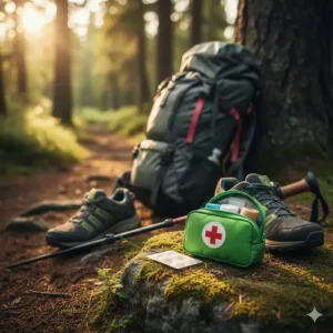 A small, lightweight first aid kit for camping and backpacking trips where pack space is limited.