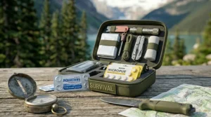 Water purification tablets packed inside a tactical survival and emergency preparedness kit.