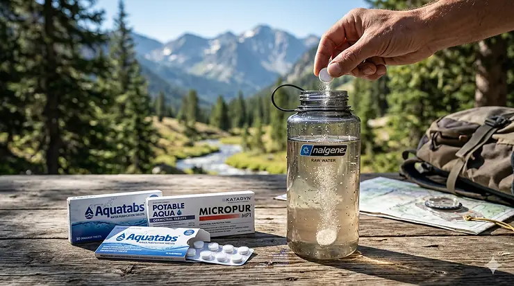 A comprehensive review of various water purification tablets being tested in a glass of cloudy water. water purification tablets review