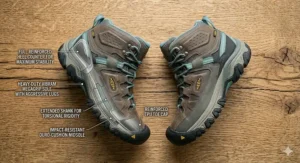 Durable heavy-duty backpacking boots for women designed for long-distance wilderness treks.