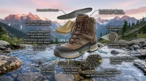 An illustration of lightweight hiking boots for men perfect for fast-paced backpacking and trekking.