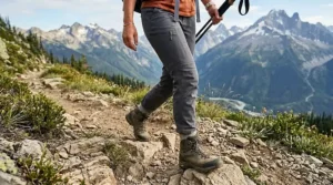 An infographic illustration showing different fits and sizing options of trekking trousers for women.