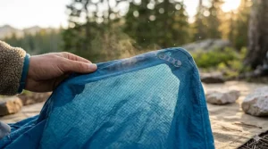 Detailed view of the breathable nylon fabric used in ENO hammocks.