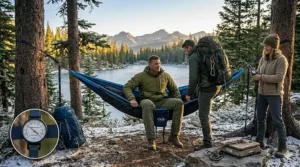 User demonstrating the stability and comfort of an ENO hammock.