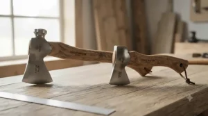 Side-by-side size comparison of two models of the best camping hatchet.