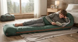 Extra-long kids sleeping bag designed to accommodate growing youth and teenagers.