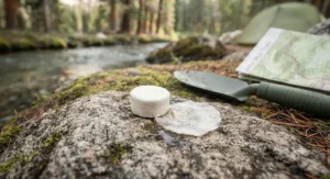 Compact and lightweight camping toilet paper tablet designed for minimalist backpackers.